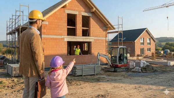 Baustelle eines Einfamilienhaus