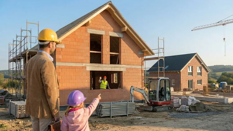 Baustelle eines Einfamilienhaus