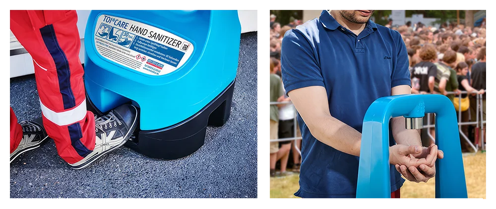 Detailansicht TOI CARE Fußpumpe und Handdüse