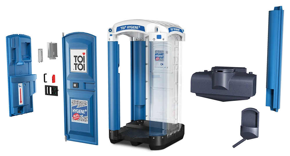 Toilettenkabine TOI HYGIENE+ alle einzelnen Bauteile