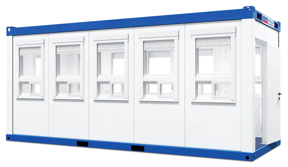 Außenansicht eines Kassen-/Pförtnercontainers