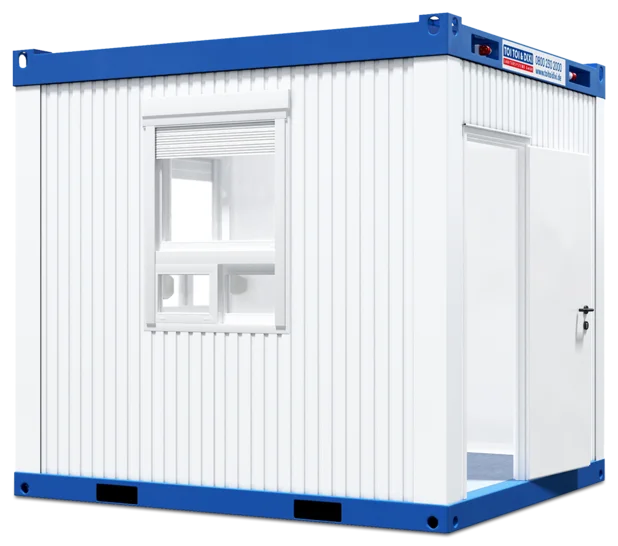 Außenansicht eines Kassen-/Pförtnercontainers