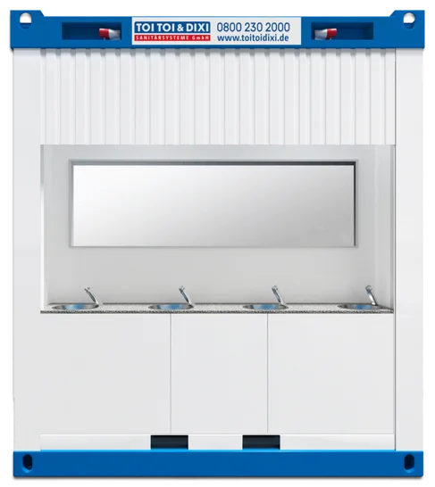 Außenansicht großer WC-Container
