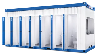Außenansicht großer WC-Container